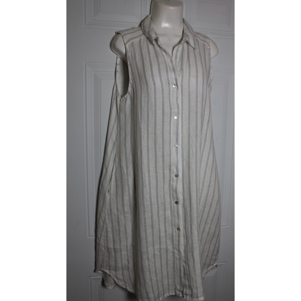 Rosemarie Italy Linen Shirt Dress Relaxed Striped Sardinia Effortless Size Small - Picture 11 of 13
